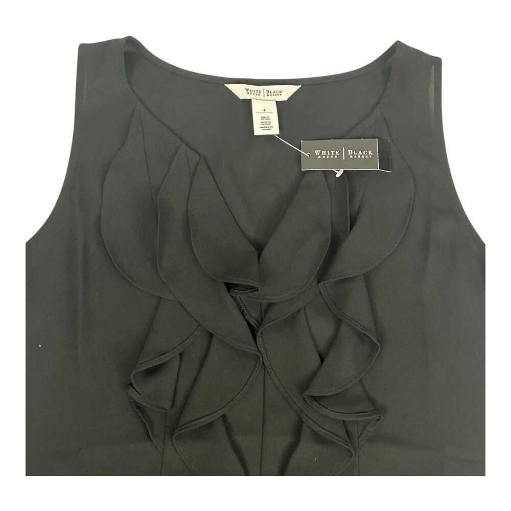 WHITE HOUSE BLACK MARKET Sleeveless Flounce Ruffled Blouse Top WHBM Size 4 NWT - Picture 9 of 14